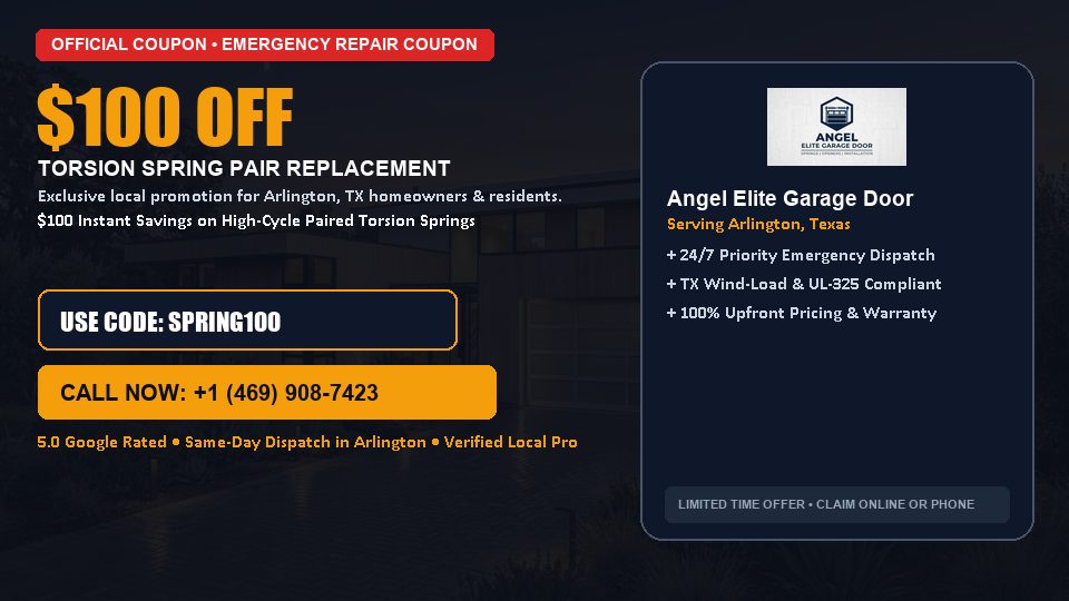 Angel Elite Garage Door $100 OFF Dual Torsion Spring Replacement